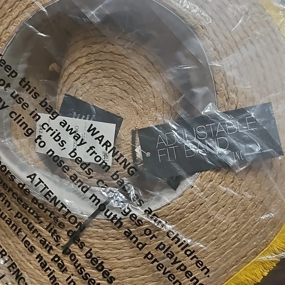 INC Pop Fray Edge Floppy Sun Hat - Yellow - Picture 4 of 4